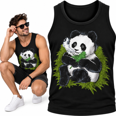 TANK TOP ŚMIESZNY CANNABIS PANDA
